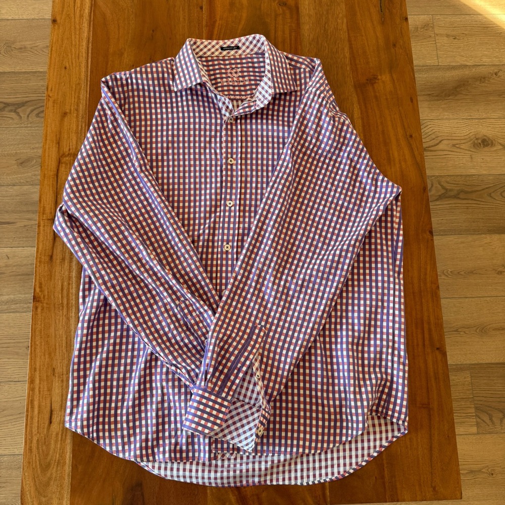 Bugatchi Men's Classic Fit Pink/Purple Dress Shirt Size XXL